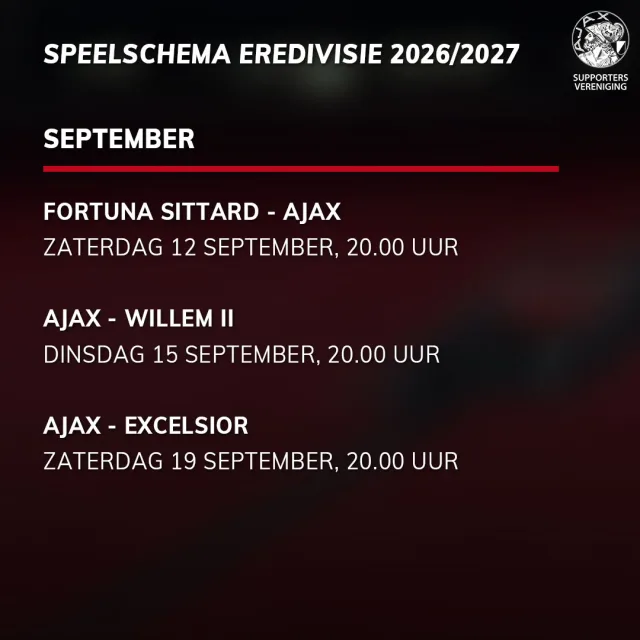 Het speelschema van #Ajax was al grotendeels bekend, maar de exacte speeldata en -tijden van speelronde 13 tot en met 21 nog niet. Inmiddels is dat wel het geval. Tijd om de agenda erbij te pakken! 📆